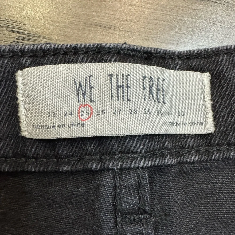 We the Free People Black‎ Denim Skirt Size 25 Womens Denim Zip Front Distressed